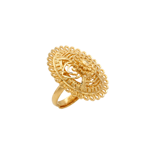Majestic Gold Floral Disc Ring