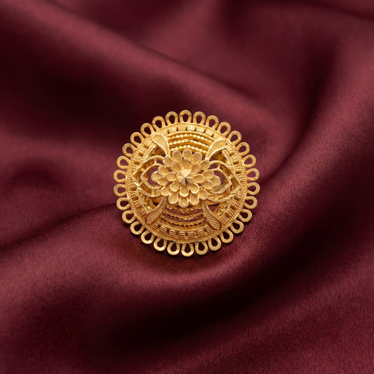 Majestic Gold Floral Disc Ring