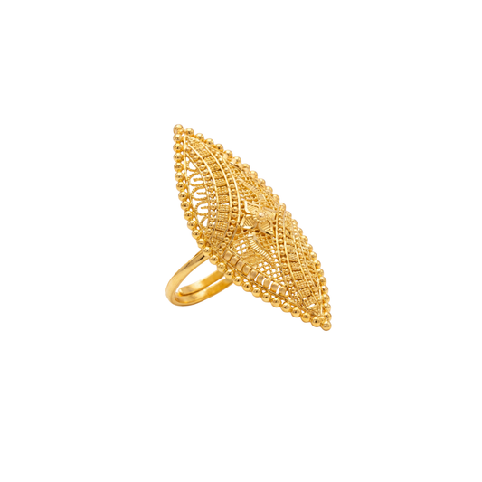 Vintage-Inspired Gold Filigree Cocktail Ring