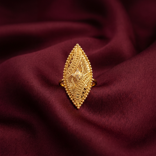 Vintage-Inspired Gold Filigree Cocktail Ring