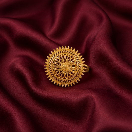 Royal Gold Sunburst Medallion Ring