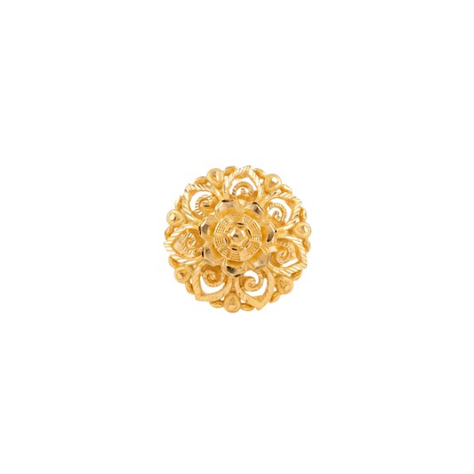 Ornate Yellow Gold Blooming Floral Ring