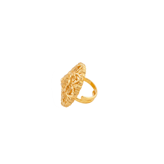 Ornate Yellow Gold Blooming Floral Ring