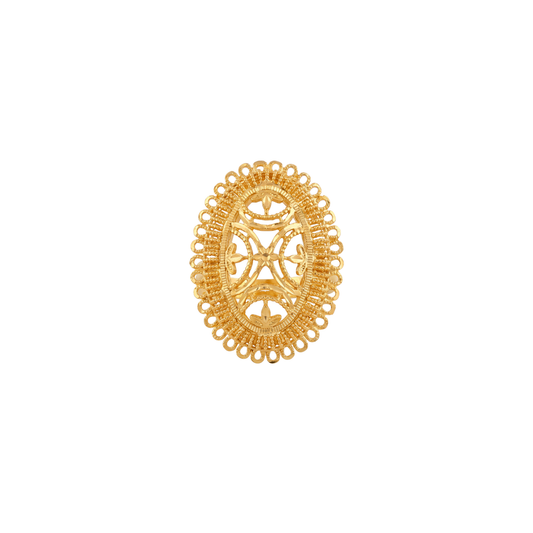 Gold Oval Filigree Lattice Ring