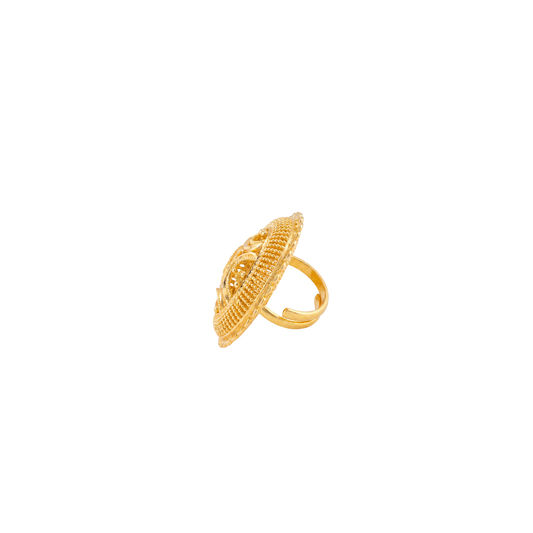 Gold Oval Filigree Lattice Ring