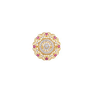 Ornate Gold Ring With Ruby Stones