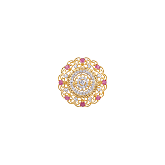 Ornate Gold Ring With Ruby Stones