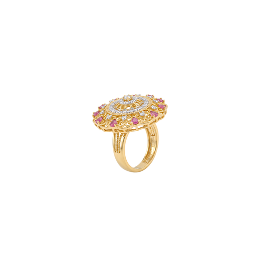 Ornate Gold Ring With Ruby Stones
