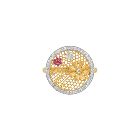 Elegant Floral Gold Finger Ring Design
