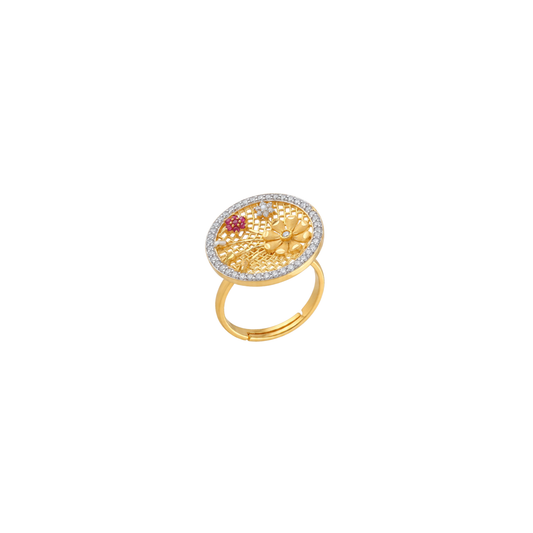 Elegant Floral Gold Finger Ring Design