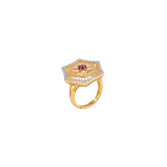 Floral Diamond Gold Ring