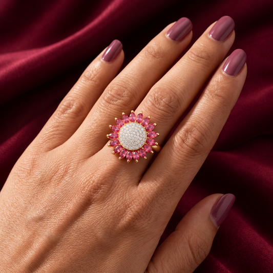 Radiant Floral Diamond Ring