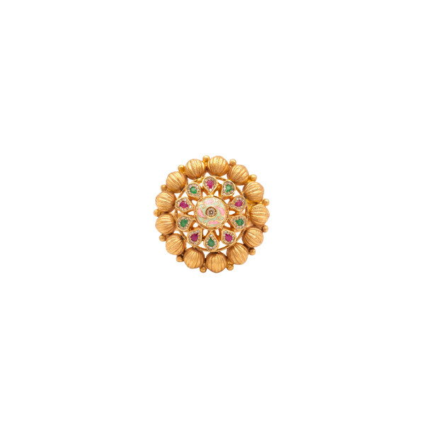 Mihika Ornate Multicolour Stone Floral Statement Ring