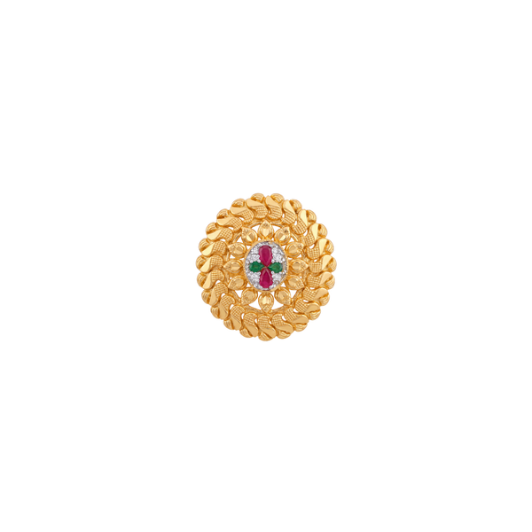Maniparna Ornate Multicolour Stone Floral Statement Ring