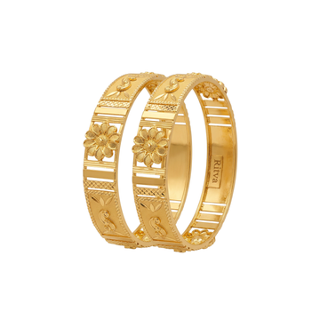 Floral Motif Gold Bangles