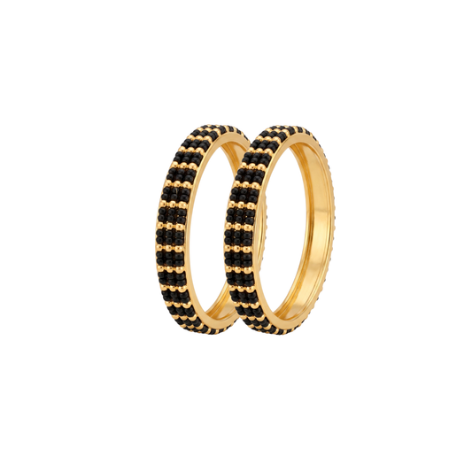 Bandish Black Beaded 24K Gold-Layered Bangles (2pcs)