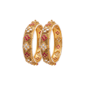 Ruby Studded Gold Bangles