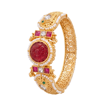 Ruby Pearl Gold Kada