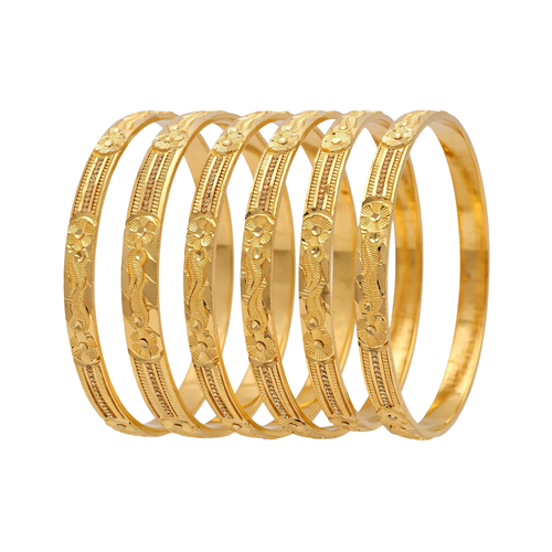 Stackable Textured Gold Bangles