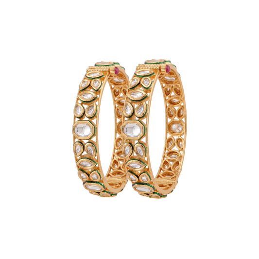 Polki Stone Openwork Bangles