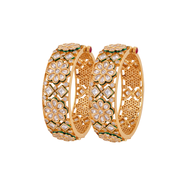 Manikusum: Kundan Flower Bangles