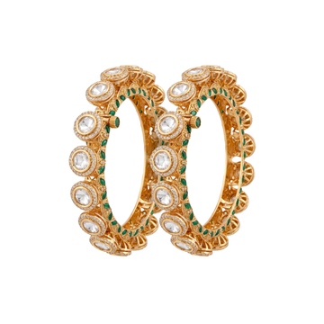 The Aadrika Crowned Polki Emerald Bangles
