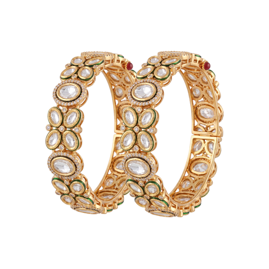 Vintage Floral Kundan Gold Plated Kangan Bangle
