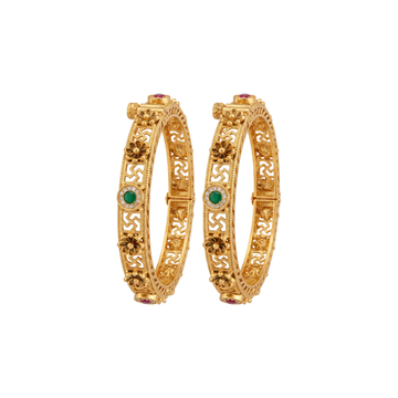 Traditional Swastik Gold Bangles