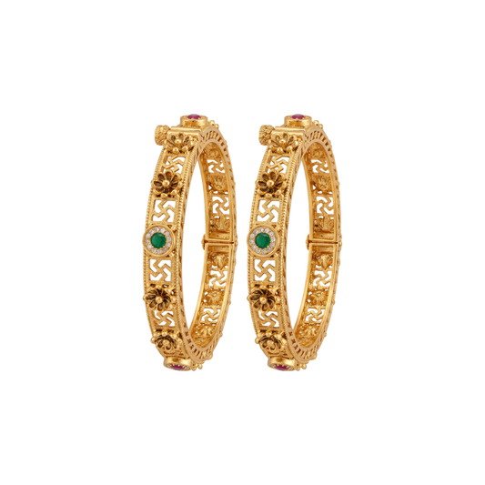 Traditional Swastik Gold Bangles