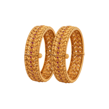 Chevron Pattern Gold Bangles