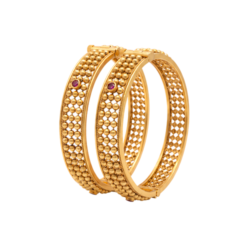 Perforated Mesh Gold Bangles