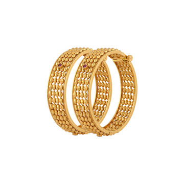 Textured Beaded Gold Bangles
