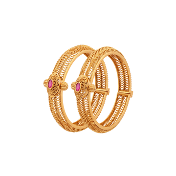 Filigree Patterned Gold Bangles