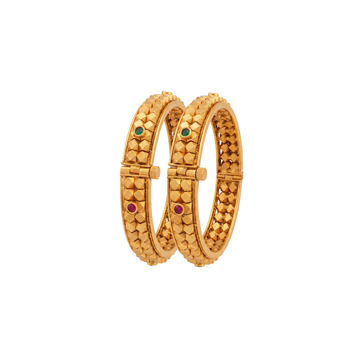 Pyramid Studded Gold Bangles