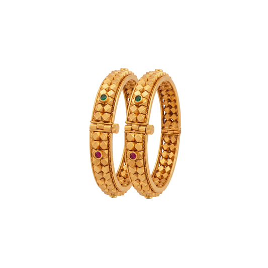 Pyramid Studded Gold Bangles