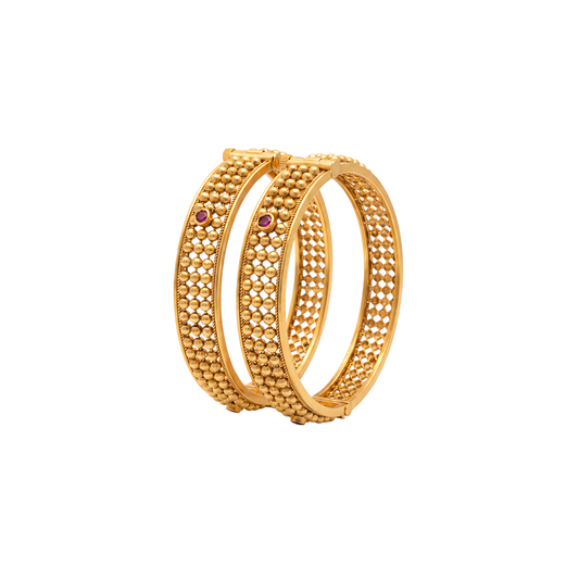 Perforated Mesh Gold Bangles