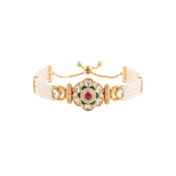Vintage Gold Jadau-Inspired Pearl Bracelet