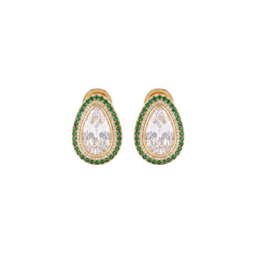 The Emerald Halo Teardrop Solitaire Studs