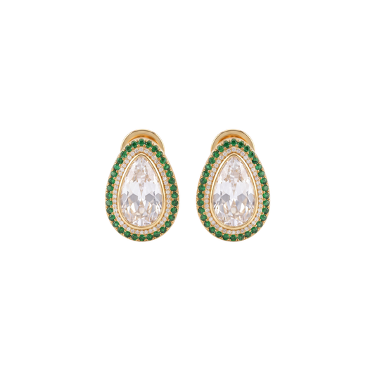 The Emerald Halo Teardrop Solitaire Studs