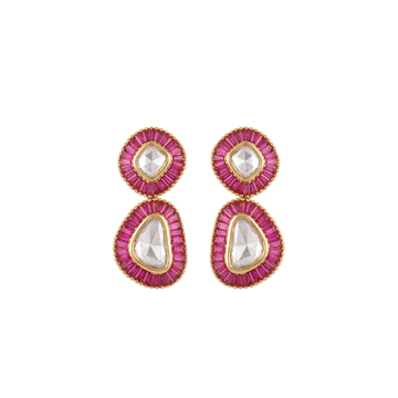 The Ruby Baguette Polki Drop Earrings
