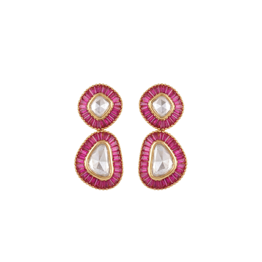 The Ruby Baguette Polki Drop Earrings