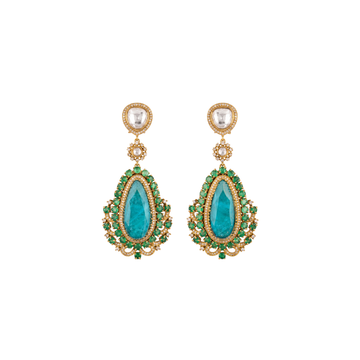 Emerald Drop Polki Earrings