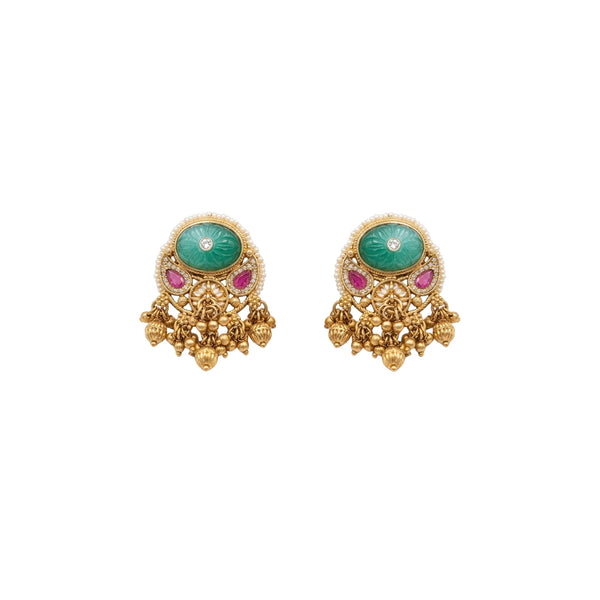 Mrinalini: Carved Gemstone Earrings