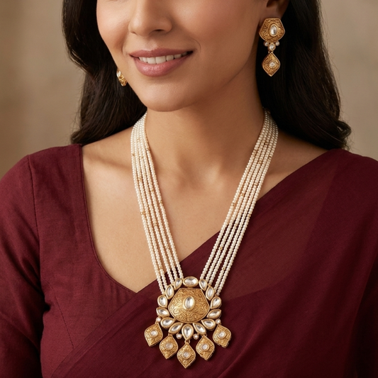 The Royal Satlada Kundan Long Set