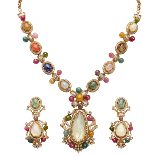 Multicolor Navratna Long Set