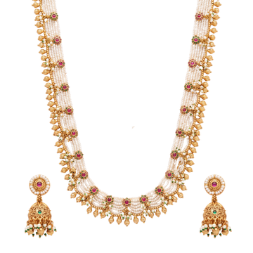 The Heritage Scalloped Pearl Jhumka Long Haar Set