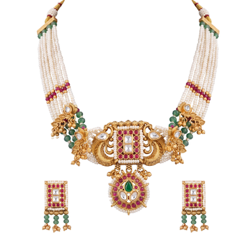 The Whispering Mayur Moonlit Seed Necklace Set