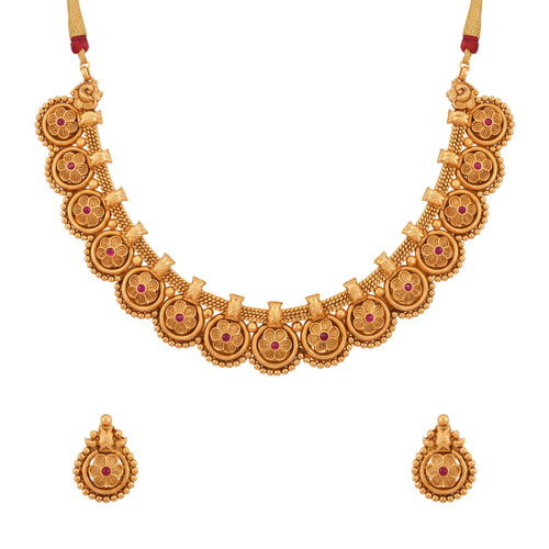 Karnikavali: Floral Medallion Necklace Set