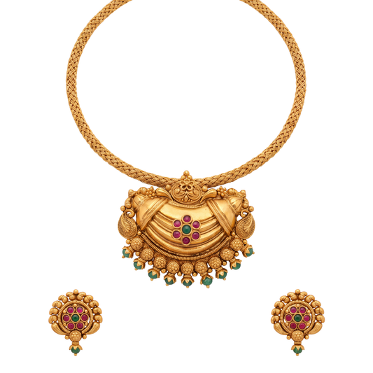 Phulmudra Necklace Set – Heritage 24K Gold Layered Necklace Set by Ritvaa