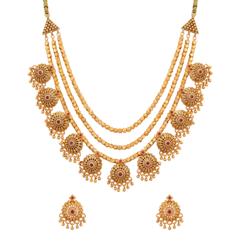 Rajsurya Necklace Set – Kolhapuri Saaj Inspired 24K Gold Layered Necklace Set by Ritvaa